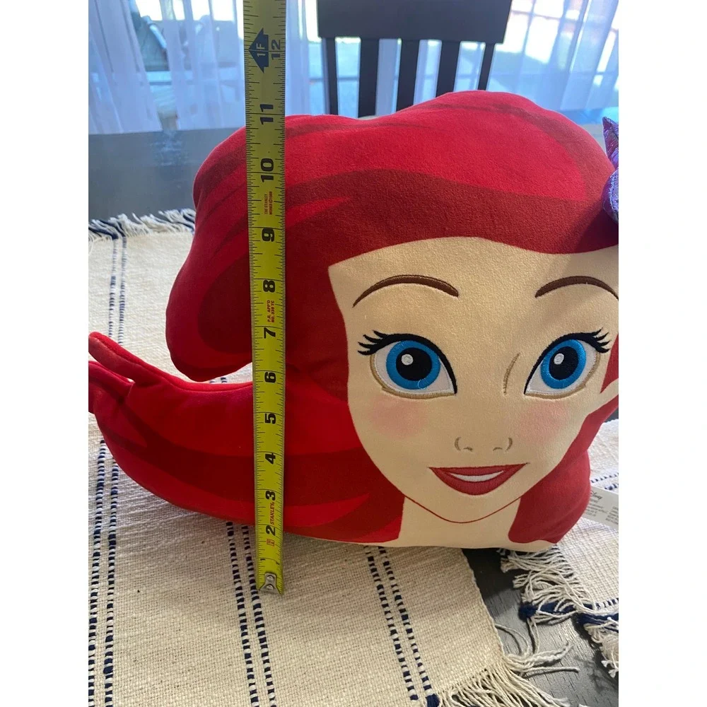 Disney Ariel The Little Mermaid Plush Decorative Pillow Red Hair Purple Bow 11in
